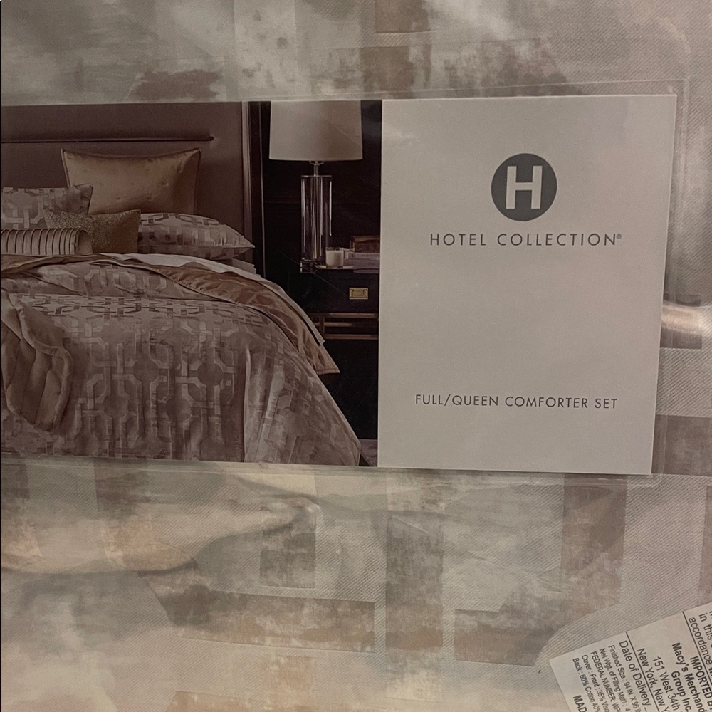 Hotel Collection Beige and Gray Comforter Set